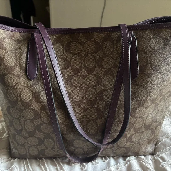 Coach | Bags | Coach Brown And Purple Signature Tote Bag  display picture 1